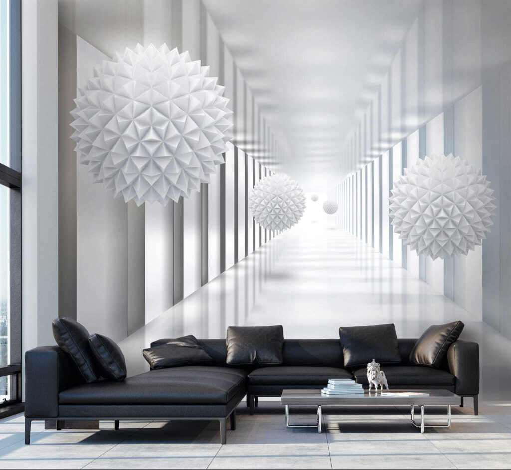 White room with white balls