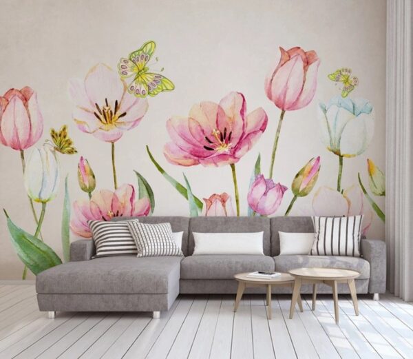 Painting of flowers and butterflies u24484pig1m 600x521 - Painting of flowers and butterflies - tegory