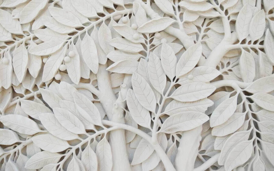 White tree with leaves and berries