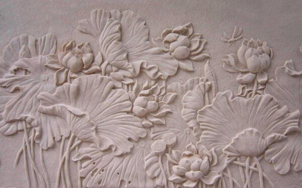 Elegant floral relief design in beige