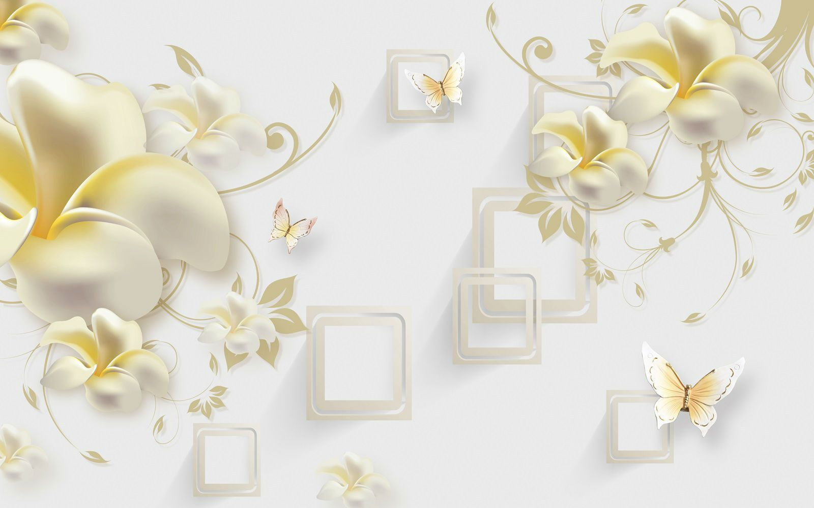 Wallpaper with flowers and butterflies u21126p - Wallpaper with flowers and butterflies - tegory