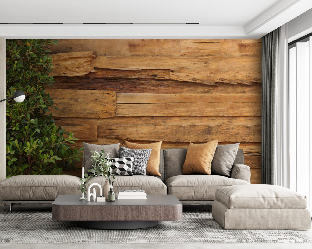 Tree next to a wood wall Tree next to a wood wall