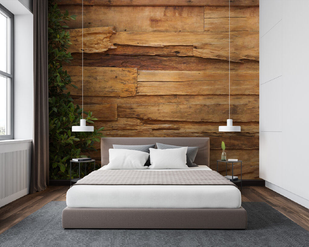 Tree next to a wood wall Tree next to a wood wall