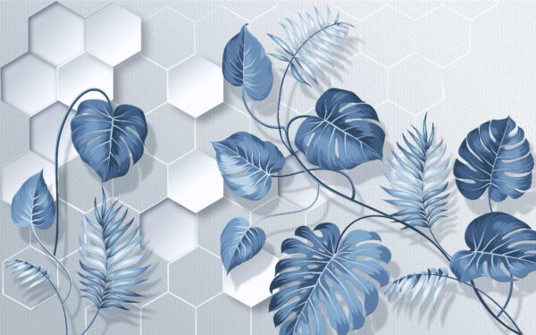 Blue leaves on a white background u21004p 600x375 - Blue leaves on a white background - tegory