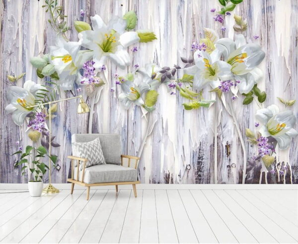 Group of white flowers on a wood surface Group of white flowers on a wood surface