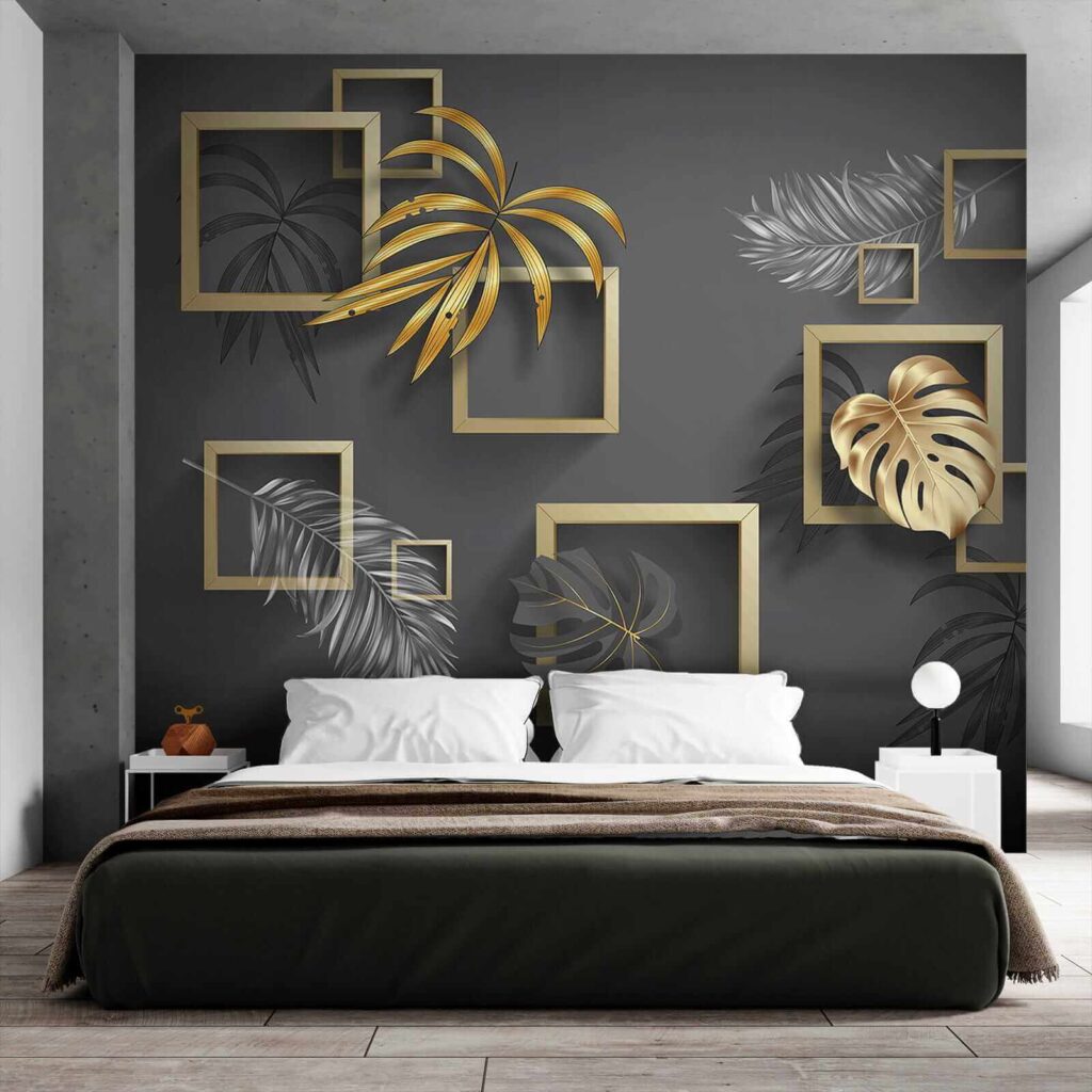 Elegant foliage in metallic frames Elegant foliage in metallic frames