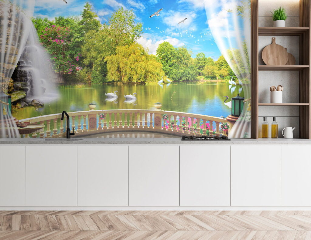 View of a pond with birds and trees u18753pik4 1024x791 - View of a pond with birds and trees - tegory