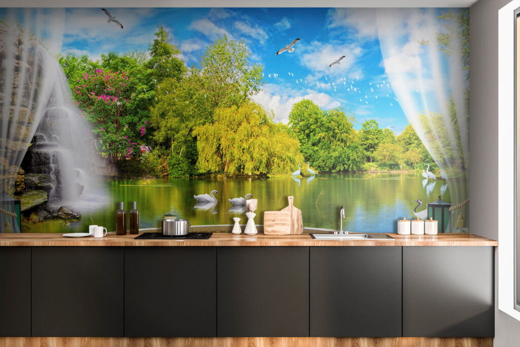 View of a pond with birds and trees u18753pik3 1024x683 - View of a pond with birds and trees - tegory