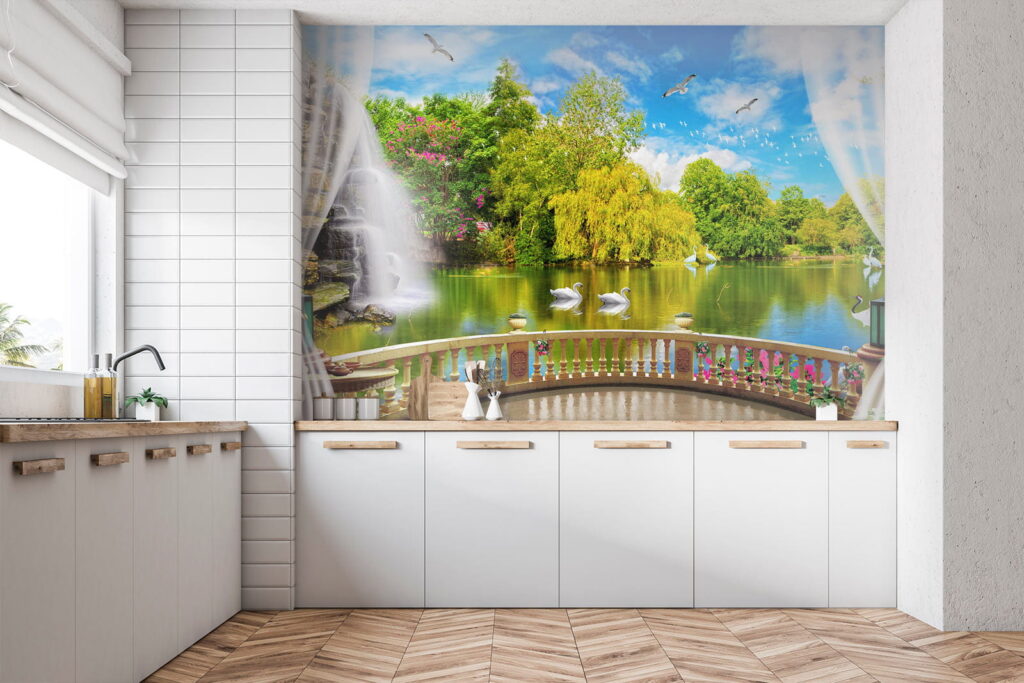 View of a pond with birds and trees u18753pik2 1024x683 - View of a pond with birds and trees - tegory