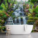 Wall murals Waterfall in a tropical garden