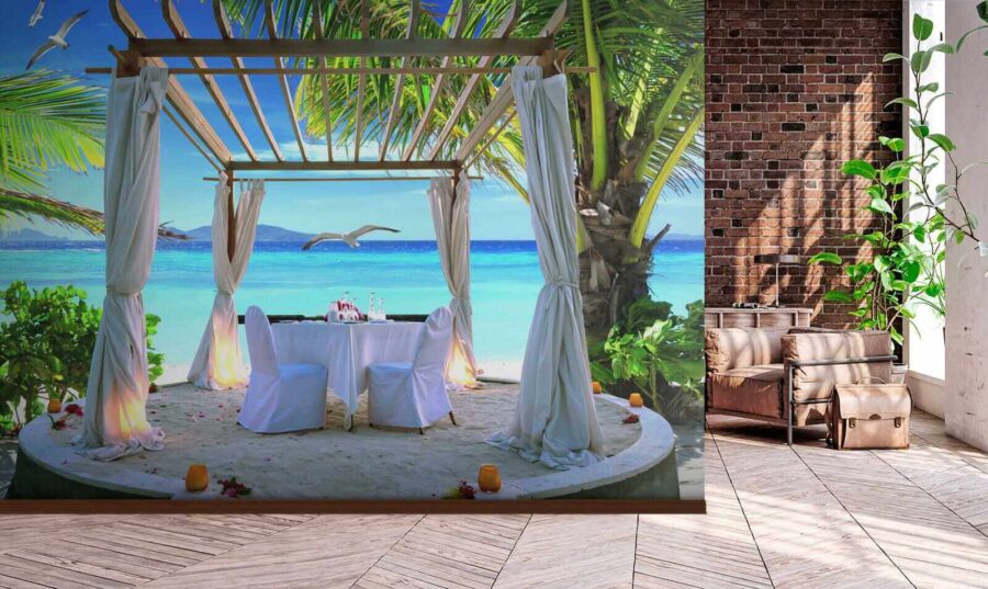 Table set up on a beach Table set up on a beach