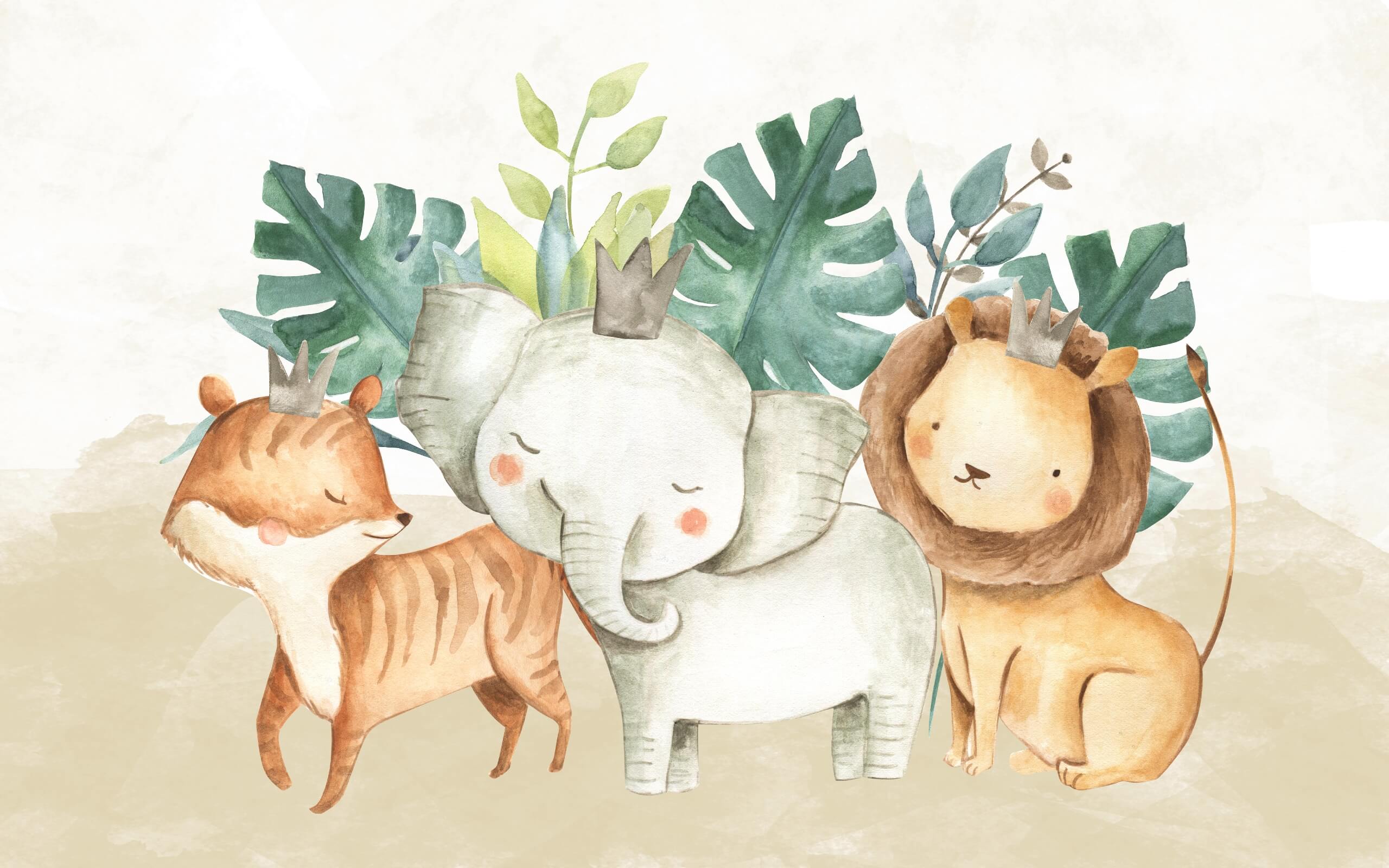 u12842p - Group of animals with crowns - tegory