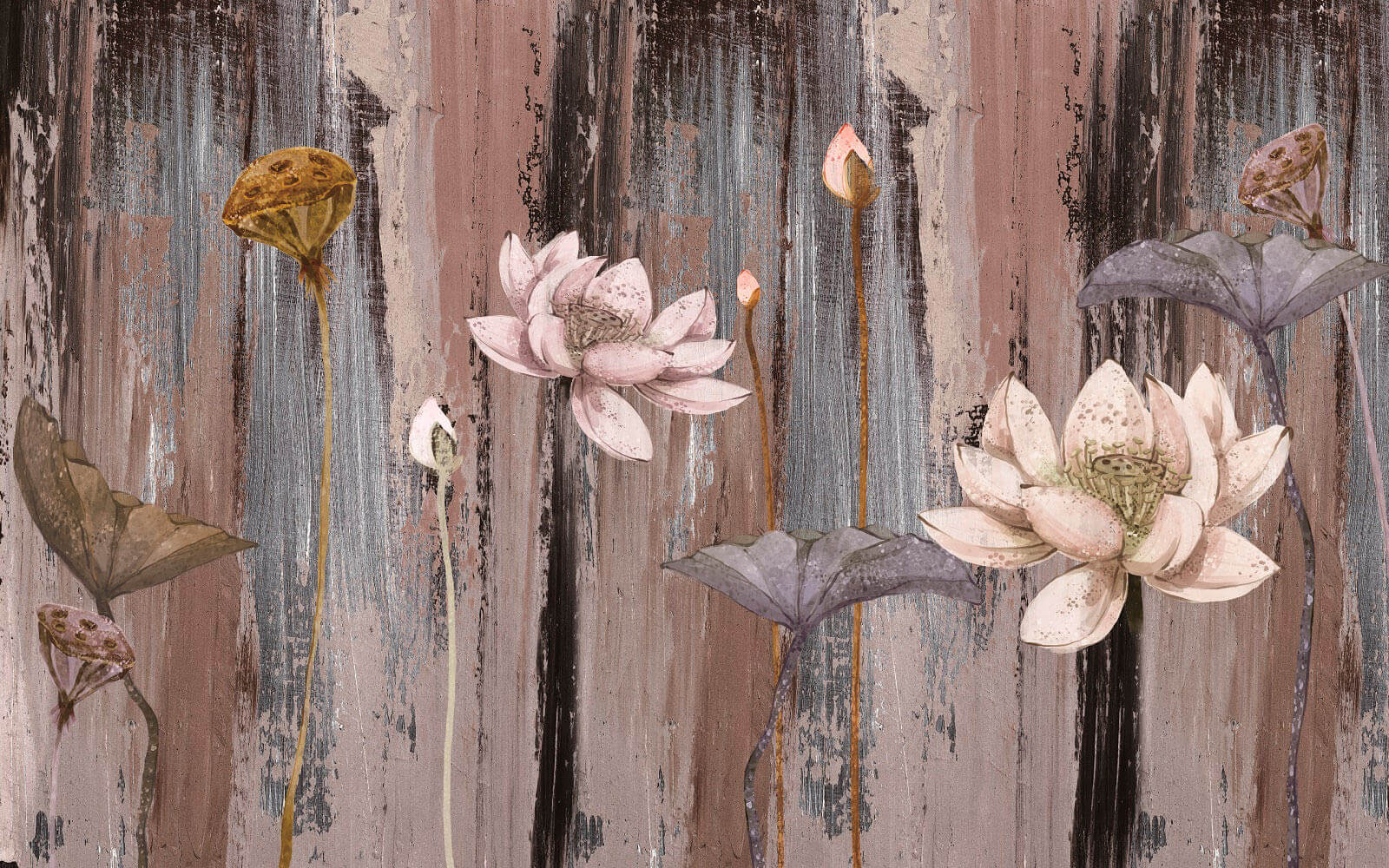 u12609p - Painting of flowers on a wood surface - tegory