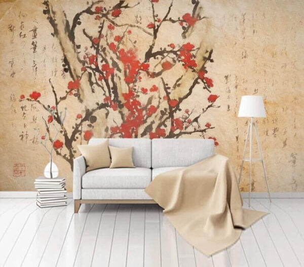 Painting of a tree with red flowers u10425pig1m 600x527 - Painting of a tree with red flowers - tegory