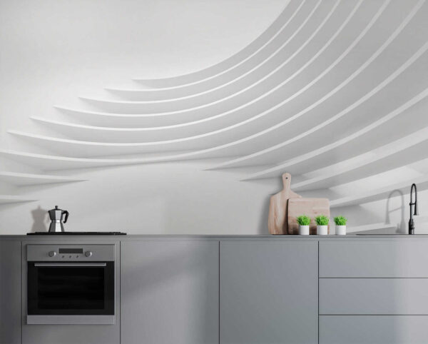 White room with curved lines White room with curved lines