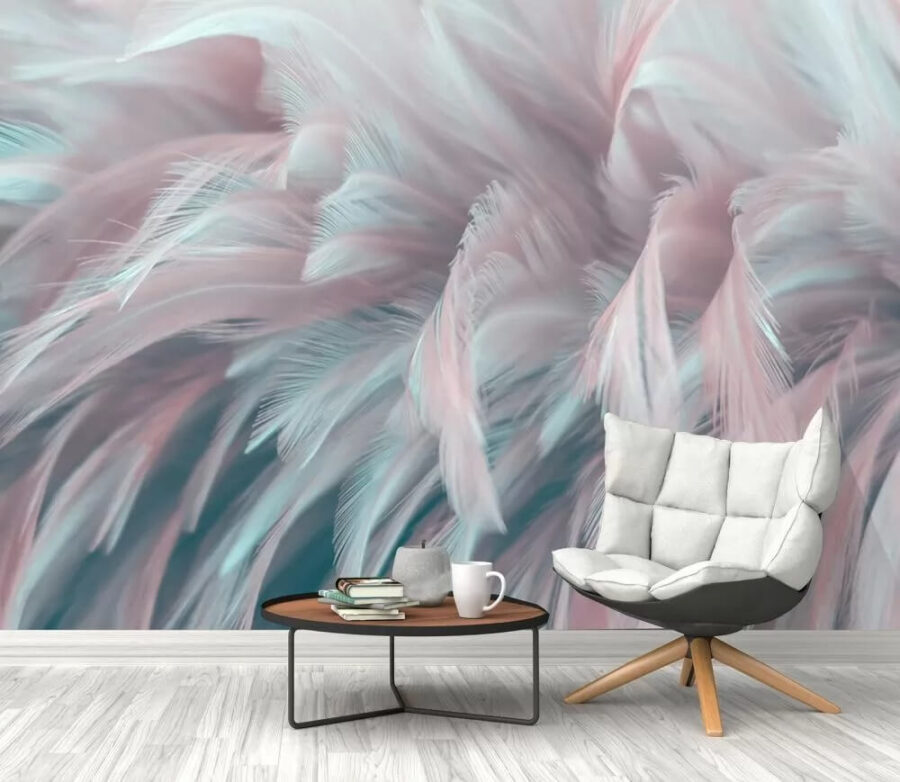 Delicate feathers in soft colors.