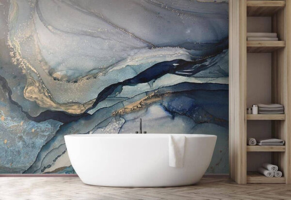 Swirling blues and earthy tones blend Wall murals Swirling blues and earthy tones blend