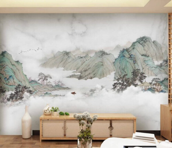 Painting of mountains and trees Painting of mountains and trees