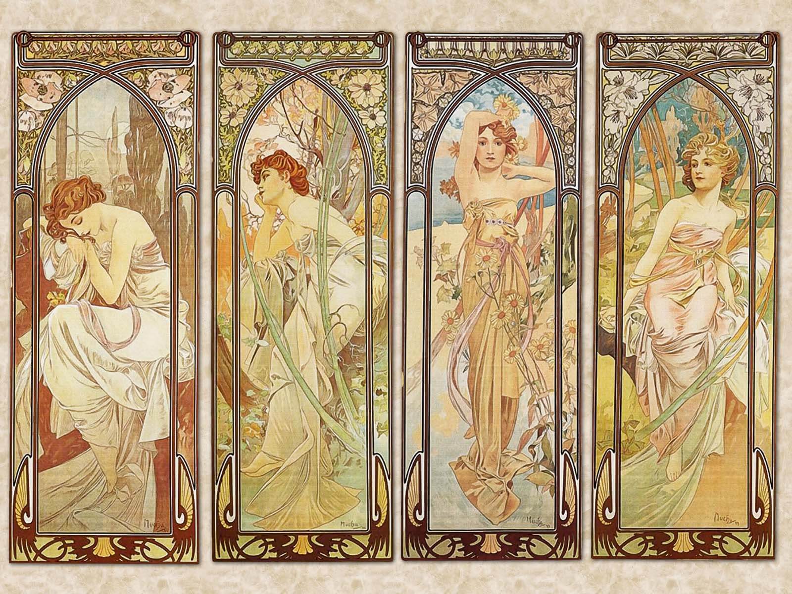 u02014p - Group of women in art nouveau style - tegory