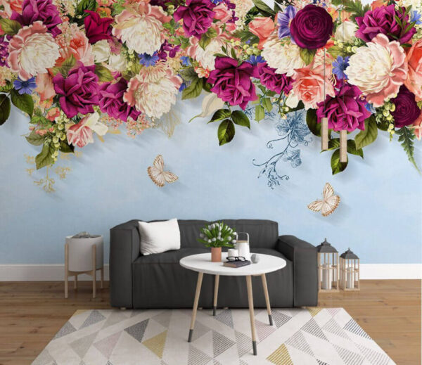 Group of flowers with butterflies u02081pig1m 600x519 - Group of flowers with butterflies - tegory
