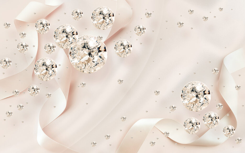 White satin ribbon with diamonds and pearls White satin ribbon with diamonds and pearls