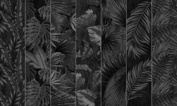 Black and white image of a variety of leaves Black and white image of a variety of leaves