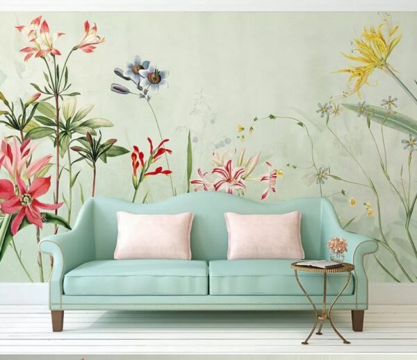 Vibrant flowers in soft green hues Vibrant flowers in soft green hues