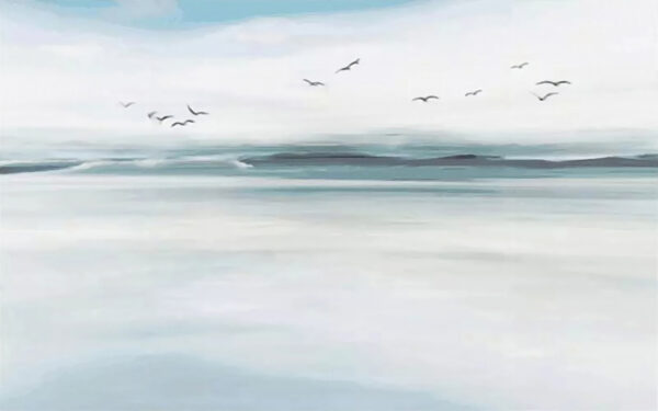 Birds flying over a body of water Birds flying over a body of water