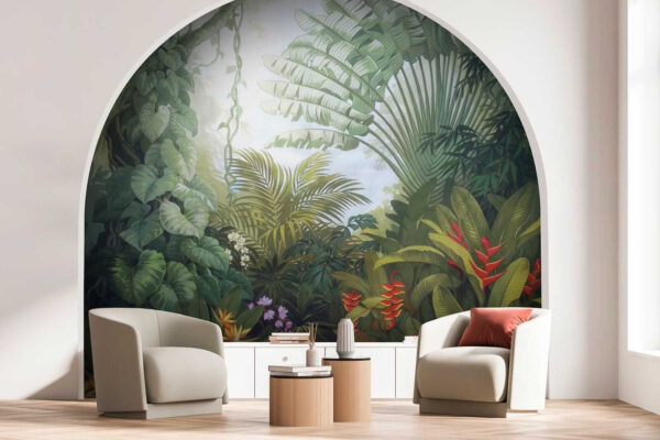 Painting of a forest with flowers Painting of a forest with flowers
