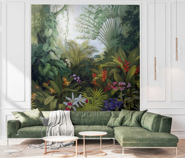 Painting of a forest with flowers Painting of a forest with flowers