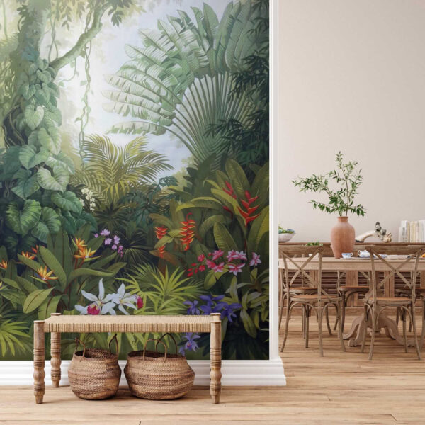 Painting of a forest with flowers Painting of a forest with flowers