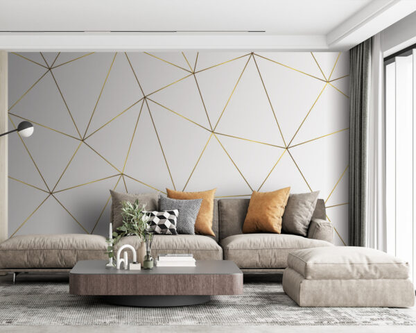 Yellow lines forming endless triangles Wall murals Yellow lines forming endless triangles