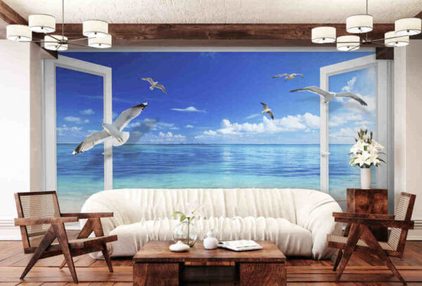 A window with birds flying out of it A window with birds flying out of it