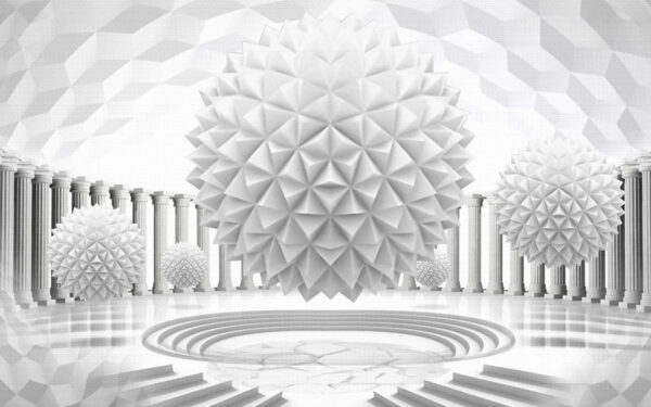 White sphere with columns and steps White sphere with columns and steps