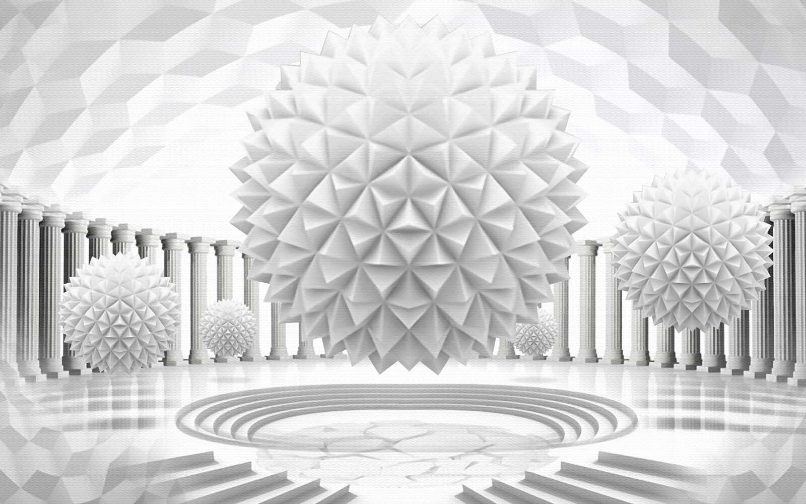 u03692p - White sphere with columns and steps - tegory