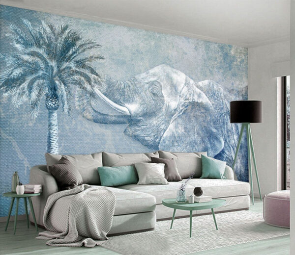 Wall murals An elephant with palm tree