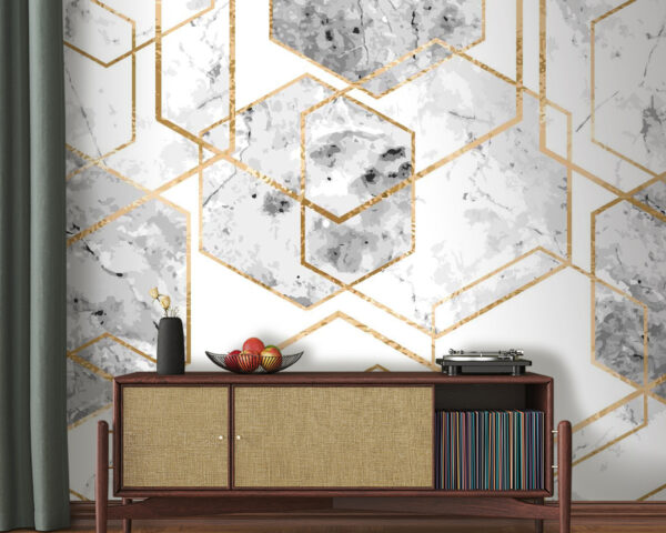 Elegant hexagonal marble pattern design Wall murals Elegant hexagonal marble pattern design