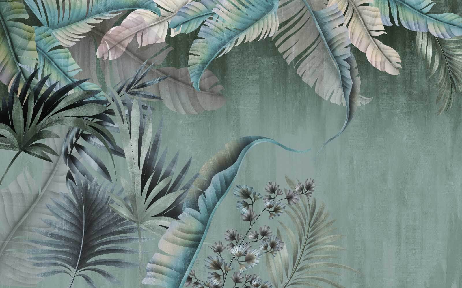Lush tropical leaves in soft hues u05112p - Lush tropical leaves in soft hues - tegory