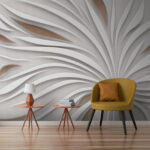 Wall murals Radiant white petals with metallic accents