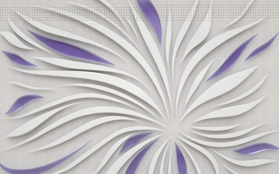 A white and purple swirls on a wall