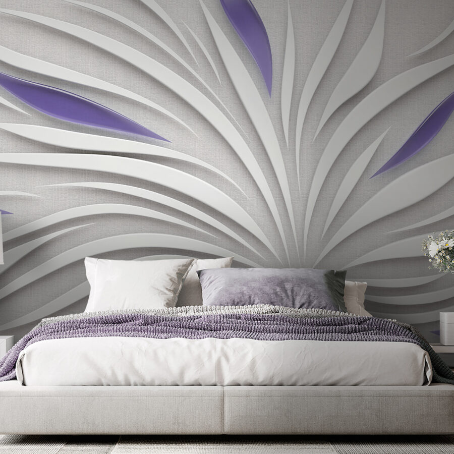 A white and purple swirls on a wall A white and purple swirls on a wall