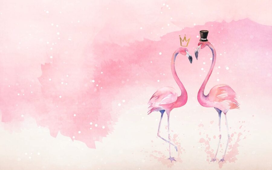 Two flamingos with crown and crown on their head u06476p 900x563 - Two flamingos with crown and crown on their head - tegory