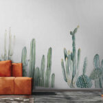 Wall murals Group of cactuses on a white background