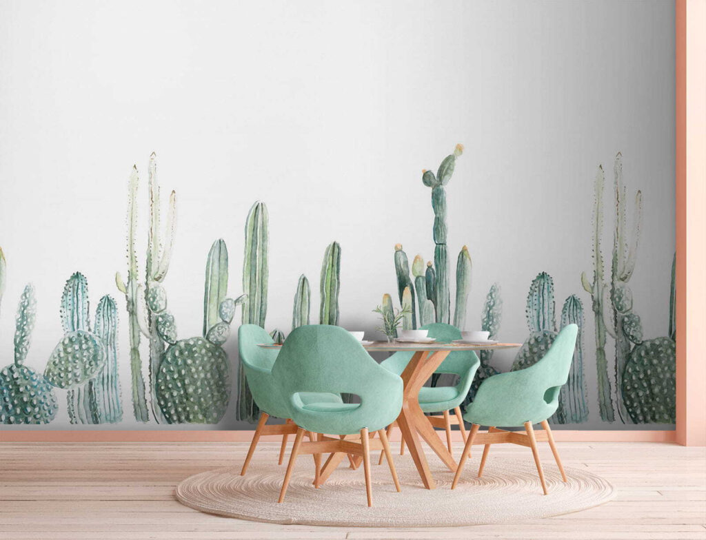 Group of cactuses on a white background