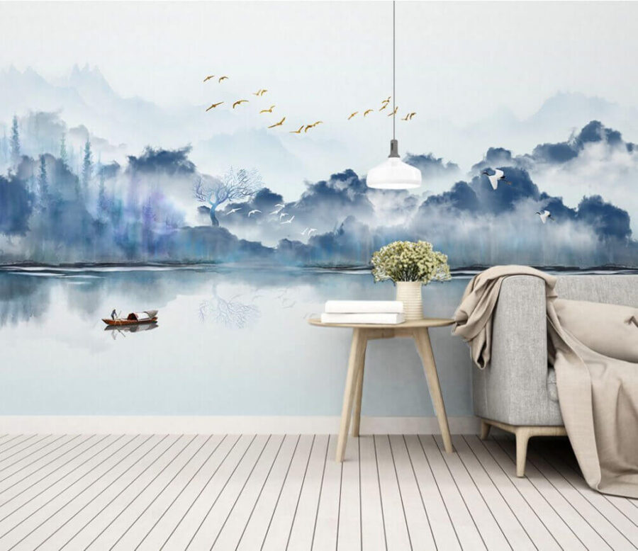 Painting of a boat in the water with birds flying in the sky u07345pig1m 900x778 - Painting of a boat in the water with birds flying in the sky - tegory