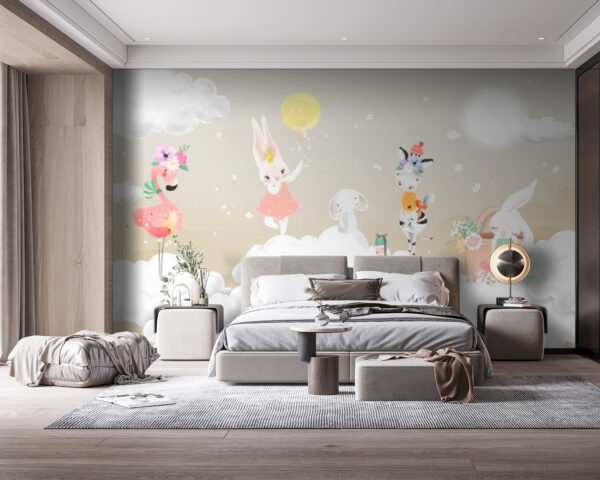 Group of animals on clouds Group of animals on clouds