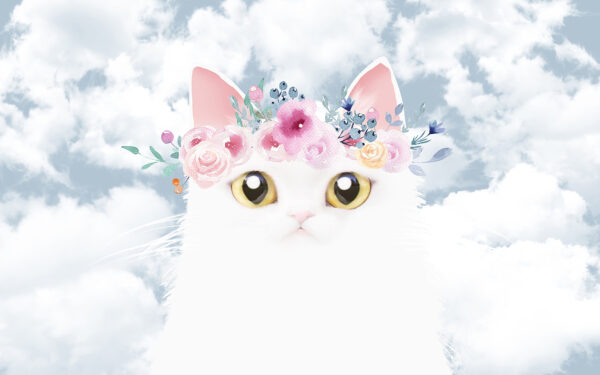 Cat with flowers on its head Cat with flowers on its head