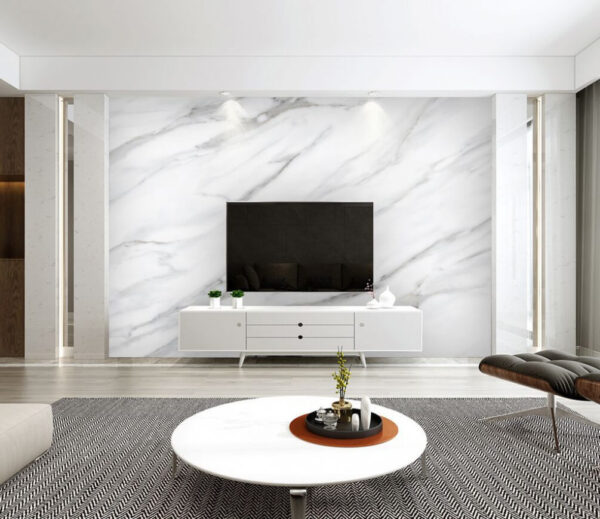 White marble surface with black veins White marble surface with black veins