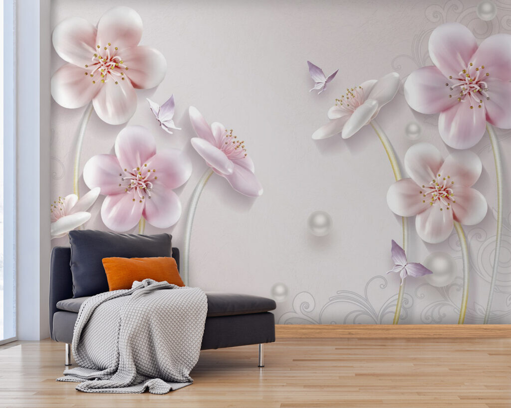 Wallpaper with flowers and butterflies u09587pig25 1024x819 - Wallpaper with flowers and butterflies - tegory