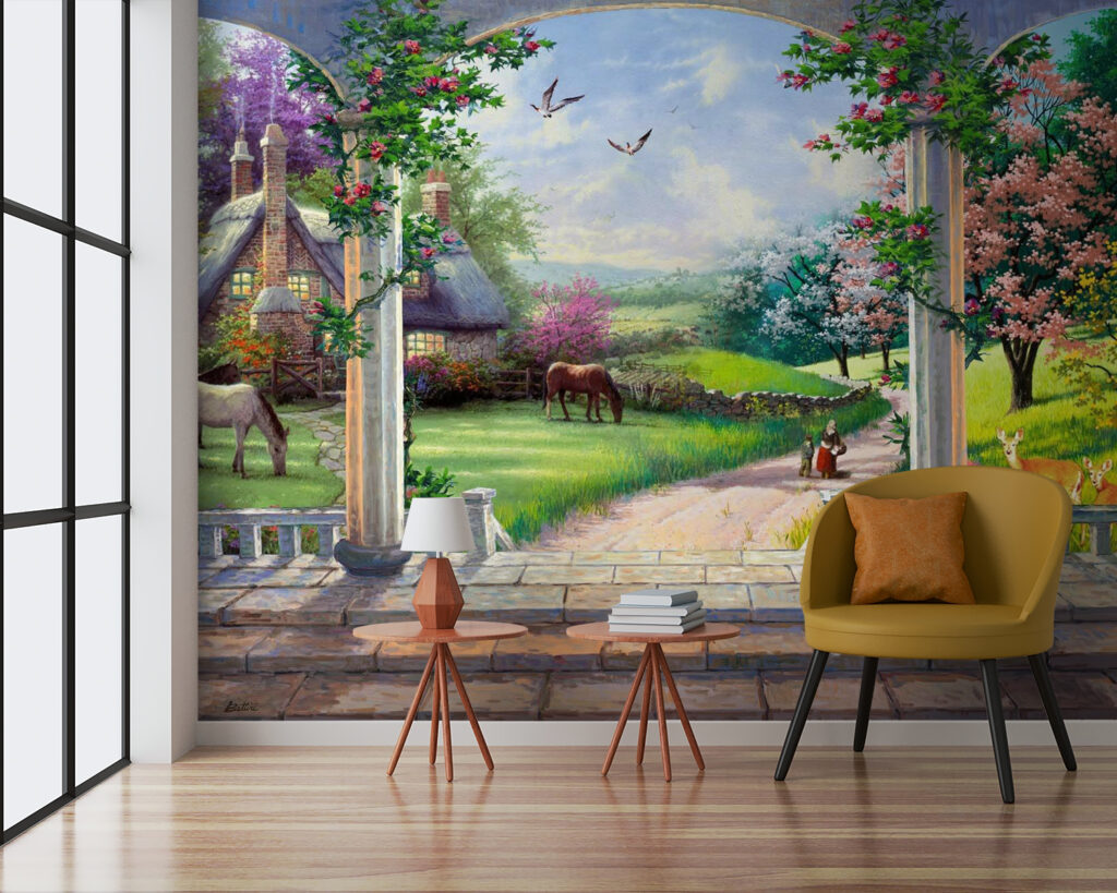 u09760pig3 1024x819 - Painting of a landscape with a horse and a house - tegory